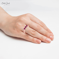 Bague rubis naturel en or massif 14K Design classique simple pour femmes bijoux fins à la main ensemble de broches trois pierres bague de fiançailles