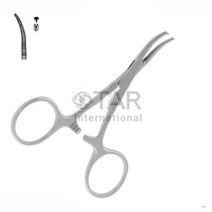 Micro pince à artère anti-moustiques incurvée 1x2 dents 10.0cm pince hémostatique chirurgicale en acier inoxydable Micro pince Medic Instruments - Product Image 2