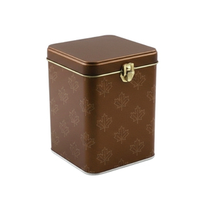 Boîte de rangement pour sachets de café et de thé en fer-blanc rectangulaire de petite taille, surface brillante/mate, qualité alimentaire, couvercle à fermeture - Product Image 5