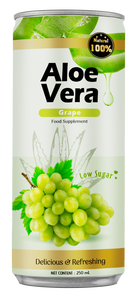 Healthy <b>Beverage</b> Aloe Vera Grape Flavor Drink 250ml Can Low Sugar Natural Juice Refreshment <b>Beverage</b> - Product Image 2