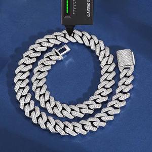 14K oro blanco 925 plata esterlina personalizado cubano enlace collar Iced VVS Moissanite diamante paso diamante probador cadenas-regalo - Product Image 6