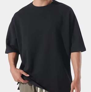 เสื้อยืดแฟชั่นแนวสตรีทของผู้ชายแบบใหม่เสื้อยืดผ้า100% คอตตอนสีพื้นแขนสั้นแบบแห้งเร็วใส่สบายผ่อนคลาย - Product Image 6