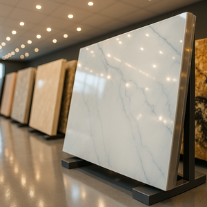 Ibaric calacatta thạch anh sang trọng Countertop thiết kế hiện đại Cut-to-Size Đá 20mm/30mm chống cháy cho tường tầng Vanity đầu - Product Image 5