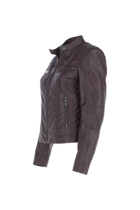 Chaqueta de Cuero Vacuno para Mujer, Invierno 2025, Corta, Ajustada, Estilo Motero, Lisa, Teñida, Tejida, Impermeable y Transpirable, Venta al Por Mayor - Product Image 6