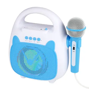 Nhà máy trực tiếp audmic xách tay trẻ em sản phẩm RGB ánh sáng mini trẻ em Microphone xách tay không dây Bluetooth Karaoke Loa