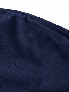 Pantalon large en velours côtelé bleu marine pantalon pour homme lavé avec cordon de serrage élastique taille coupe ample Texture douce Streetwear vêtements de mode - Product Image 3