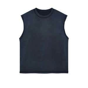 Débardeur pour homme délavé à l'acide T-shirt sans manches en coton polyester doux imprimé sur mesure Vêtements de sport de haute qualité Hip Hop Streetwear ODM - Product Image 3