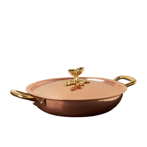 Pot à vaisselle de finition martelé en cuivre pur avec poignée isolée en laiton - Product Image 3