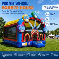 Château gonflable commercial sur le thème du carnaval, grande roue et trampoline lunaire pour événements scolaires, foires et location professionnelle
