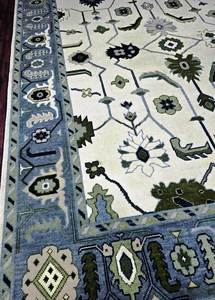 Tapis de noeud noué à la main de haute qualité motif abstrait laine Oushak Style turc brodé pour le travail et le salon chambre - Product Image 2