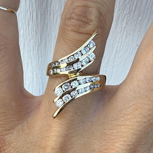 2026 Top Selling Long Channel Setting Graduated Natural Diamond Band Ring 14k Yellow Gold Luxury <b>Wedding</b> Engagement Party Ring - Product Image 1