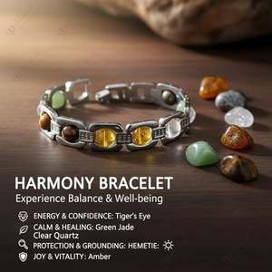 Pulsera de Cristal Unisex con Piedra Magnética de Pirita para la Riqueza y la Prosperidad - Product Image 4