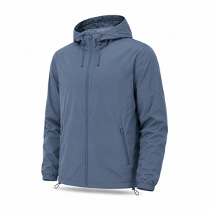 Veste coupe-vent à capuche pour homme personnalisée, polyester léger, résistant à l'eau, randonnée en plein air, décontractée, OEM ODM, étiquette privée, vente en gros - Product Image 3