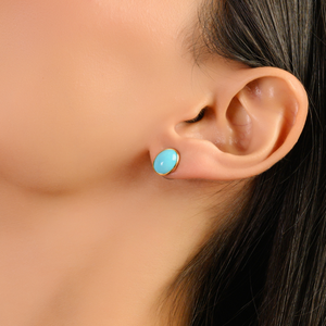 Produit à succès, boucles d'oreilles en pierre précieuse turquoise de qualité supérieure, or jaune véritable 18 carats, pierre de naissance de décembre, cadeau pour elle, bijoux - Product Image 4