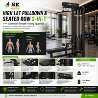 Machine combinée de musculation professionnelle SK Heavy Duty Lat & Low Row, équipement de fitness à charge par poulie, machine double fonction Lat et Rameur