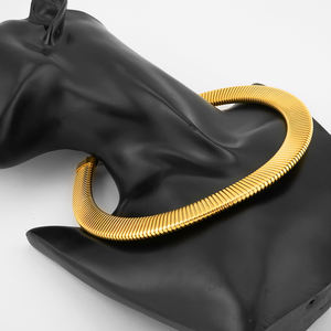 最新の18Kゴールドメッキステンレススチールジュエリーチャンキー弾性スネークボーンチェーンチョーカー女性用ネックレスP243485 - Product Image 6