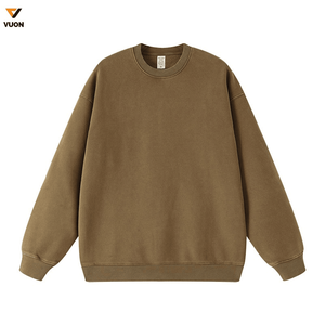 Sudadera extragrande de algodón pesado para hombre 2024, diseño de cuello redondo con estampado de lavado ácido y cuello grueso, hombro caído para invierno - Product Image 3