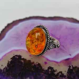 Anillos chapados en plata esterlina de ámbar Báltico ajustables al por mayor más vendidos, joyería de latón impermeable, propósito de regalo de diamante - Product Image 4