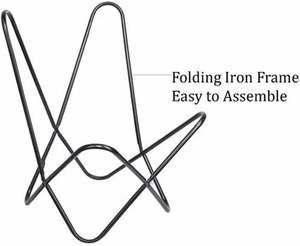 Franco TAN Rustic Leisure <b>Chair</b> Foldable Butterfly Design with Iron Stand Canvas Leather Mixture Seat for Outdoor Bedroom Use - Product Image 2