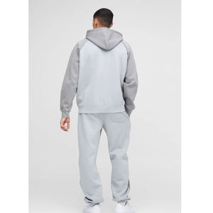 OEM Custom Logo Tracksuits Baggy <b>Zip</b> <b>Up</b> <b>Hoodie</b> and Straight Leg Sweatpants for Men's Oversized 2 Piece Set - Product Image 2