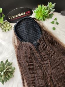 สายรัดผมหางม้าของคนผมแท้เรมี่ชาวเวียดนามยาว20นิ้วทำจากด้ายเส้นใยที่มีสายรัดคู่และมีหลายสี - Product Image 4