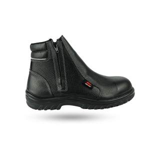 Vente en gros OEM UN203SP Chaussures de sécurité coupe moyenne fermeture éclair en cuir de buffle avec doublure en cuir véritable Semelle en acier antidérapante - Product Image 1