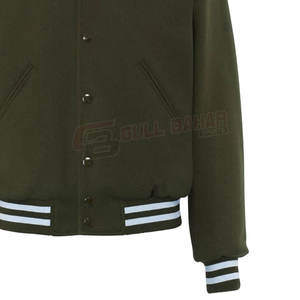 Veste universitaire à la mode pour hommes avec col rayé classique et ourlet veste universitaire de sport personnalisée pour hommes - Product Image 3