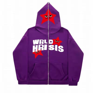 Sweats à capuche de haute qualité pour hommes Sweat à capuche zippé à impression bouffante personnalisée Streetwear Fashion Heavyweight Fleece ODM OEM - Product Image 6