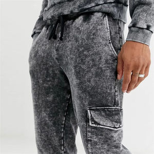 Survêtement/survêtement personnalisé délavé à l'acide, vente en gros d'ensemble de jogging deux pièces délavé à l'acide pour hommes, vêtements de sport - Product Image 4