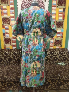 Caftan en coton gris pour femmes imprimé plage couvrir avec fermeture à cordon respirant été printemps fête porter grande taille - Product Image 4