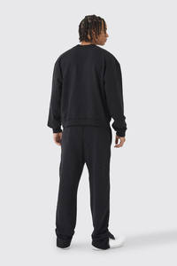 Sudadera corta de gran tamaño para hombre, sudadera gruesa de algodón 100%, ropa de gimnasio Vintage, sudaderas con capucha para invierno, técnica teñida lisa - Product Image 2