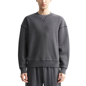 Sweat à capuche col rond avec logo personnalisé unisexe 100% coton épais Gsm sweat surdimensionné brodé col rond blanc hommes sweat - Product Image 3