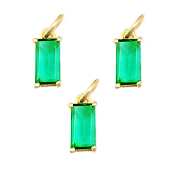 Emerald Quartz Baguette Pendant 8x4mm Baguette Cut 18K Gold Vermeil 925 Sterling Silver Prong Pendant Birthstone Baguette Charms