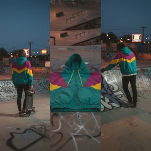 Chaqueta Cortavientos de Invierno Estilo Vintage, Color Personalizado, Bloques de Color, Estilo Retro de los 80 y 90, Chaqueta de Nailon Unisex, Estilo Urbano Deportivo, Talla Grande - Product Image 5
