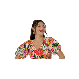 เสื้อเอลซ่าแขนพองสำหรับผู้หญิง ยี่ห้อ Leota สีแดงหลายเฉด ไซส์เล็ก สำหรับฤดูร้อน - Product Image 2