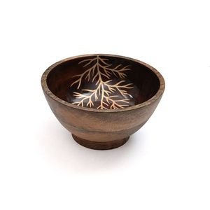 Diseño de copo de nieve Calcomanía impresa Blanco Mango de alta calidad Material de madera Servidor de alimentos Tazón Mesa - Product Image 2