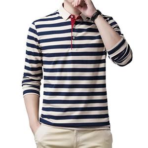 เสื้อโปโลแขนยาวของผู้ชายเสื้อยืดชั้นในแบบธุรกิจลำลองลายทางทำให้รูปร่างของคุณเรียบ - Product Image 5