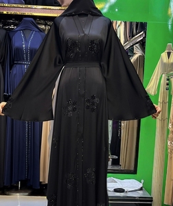 Dubai style Kaftan Abaya Handmade Turkish Floor Length Long Sleeve V Neck Polyester Regular Fit Casual Evening Party Flared - Product Image 2