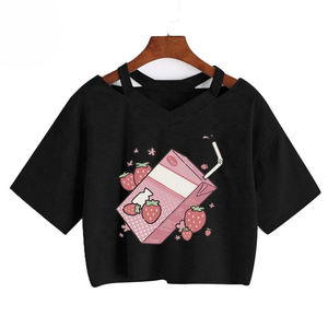 เสื้อยืดเอวลอยสำหรับผู้หญิงเสื้อยืดครอปผ้าฝ้ายโลโก้ออกแบบได้ตามต้องการ - Product Image 4