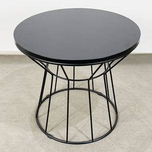 Antique Iron Frame <b>Coffee</b> <b>Table</b> with Wooden Top 60x60x52cm Durable Convertible Industrial Design for Living Room Use - Product Image 2