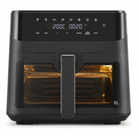 Friteuse à air visuelle 8L grande capacité avec boîtier en plastique et écran tactile LCD, four électrique pour la cuisine domestique