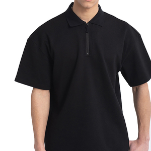 Polo de manga corta con cremallera para hombre con logotipo propio de diseño de piqué de algodón de verano informal de alta calidad para hombre - Product Image 5