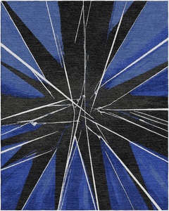 Alfombras de área de patrón abstracto de estilo persa de lana anudada a mano de pelo alto y juegos de sala de estar - Product Image 6