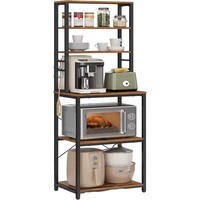 Estante de soporte para panaderos y microondas, estación de cafetería de 5 niveles con luces Led, estante de almacenamiento de cocina con 6 ganchos, ollas y sartenes para especias