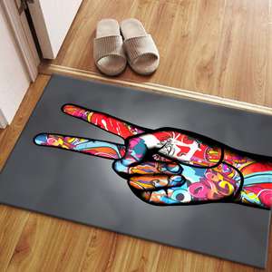 Alfombra Colorida con el Símbolo de la Paz: Tapete con Diseño de Graffiti, Decoración Urbana Moderna, Alfombra Suave con Pelo Largo - Product Image 2