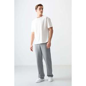 T-shirt basique pour homme en coton épais et doux, coupe ample, couleur écru - 88377 - Product Image 2