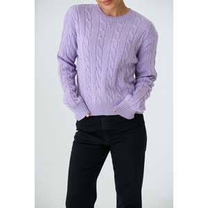 Light <b>Lilac</b> <b>Sweater</b> with Cable Knit Detail - Product Image 2