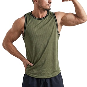 Men's Muscle Tank Top Custom Logo Fitness Contrast Trim Striped Gym Bodybuilding <b>Vest</b> Sleeveless Sportswear OEM Stylish Tank Top - Product Image 1
