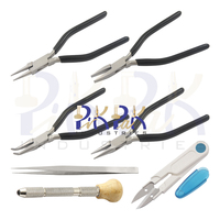 Kit de herramientas para abalorios de joyería de 7 piezas, cadena doblada, alicates planos de punta redonda de 150mm, tornillo de banco, pinzas para abalorios de 8 pulgadas y recorte de hilo