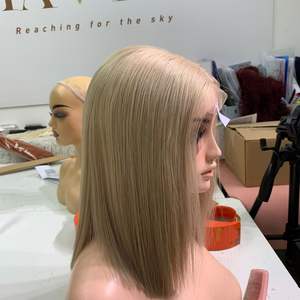 Vente chaude 100% Vietnam Cheveux Humains Bruts Blonde Gris Couleur HD Lace Front Perruques Os Droite Style Frontal Lace Perruque Transparent - Product Image 2